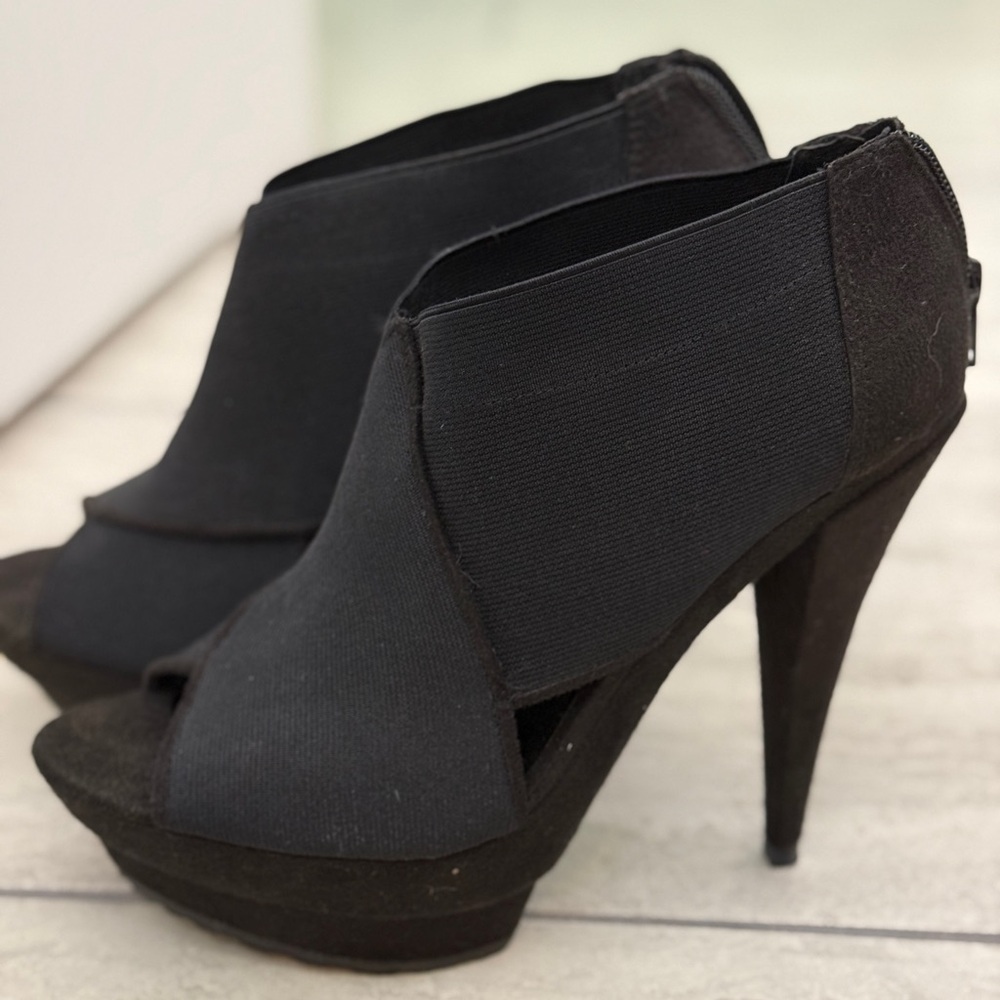 Vintage Jessica Simpson - Y2K Elastic Platform Heeled Bootie - Black - size 8.5 - Picture 3 of 11